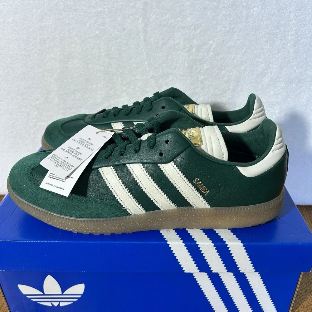 Adidas Mens Size 10 Samba Collegiate Green/White/Gum Spikeless Golf Shoes